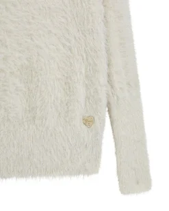 Maglia Guess color panna in lurex effetto pelliccia