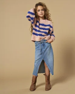 Maglia Kids Only relaxed in misto lana e cotone tricot rosa antico a fantasia rigata viola