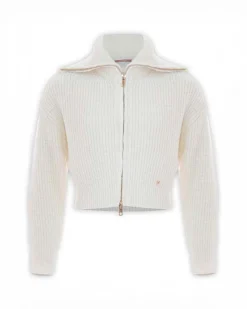 Maglia Kocca panna a collo alto con zip in misto viscosa