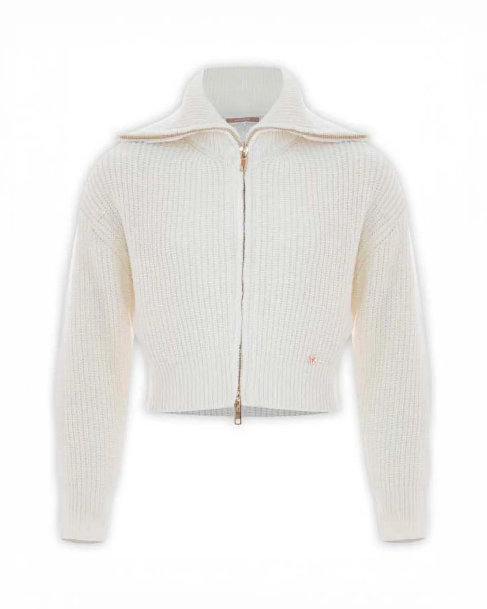 Maglia Kocca panna a collo alto con zip in misto viscosa