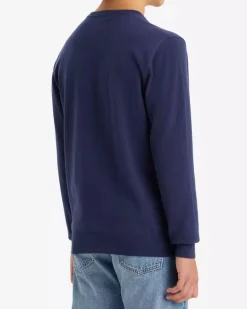 Maglia Levi's blu girocollo in cotone stretch con taglio felpa e logo batwing piccolo sul petto