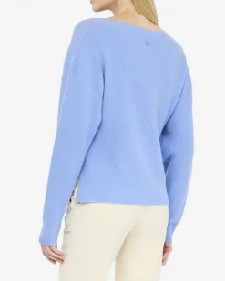 Maglia Liu Jo azzurra in lana e cashmere con scollo a barca