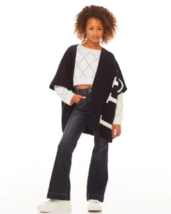 Maglia Liu Jo bianca cropped in lana e cashmere con borchiette nere a rombi