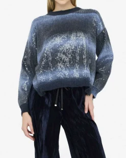 Maglia Liu Jo Jeans azzurra in maglia con dettagli in rilievo