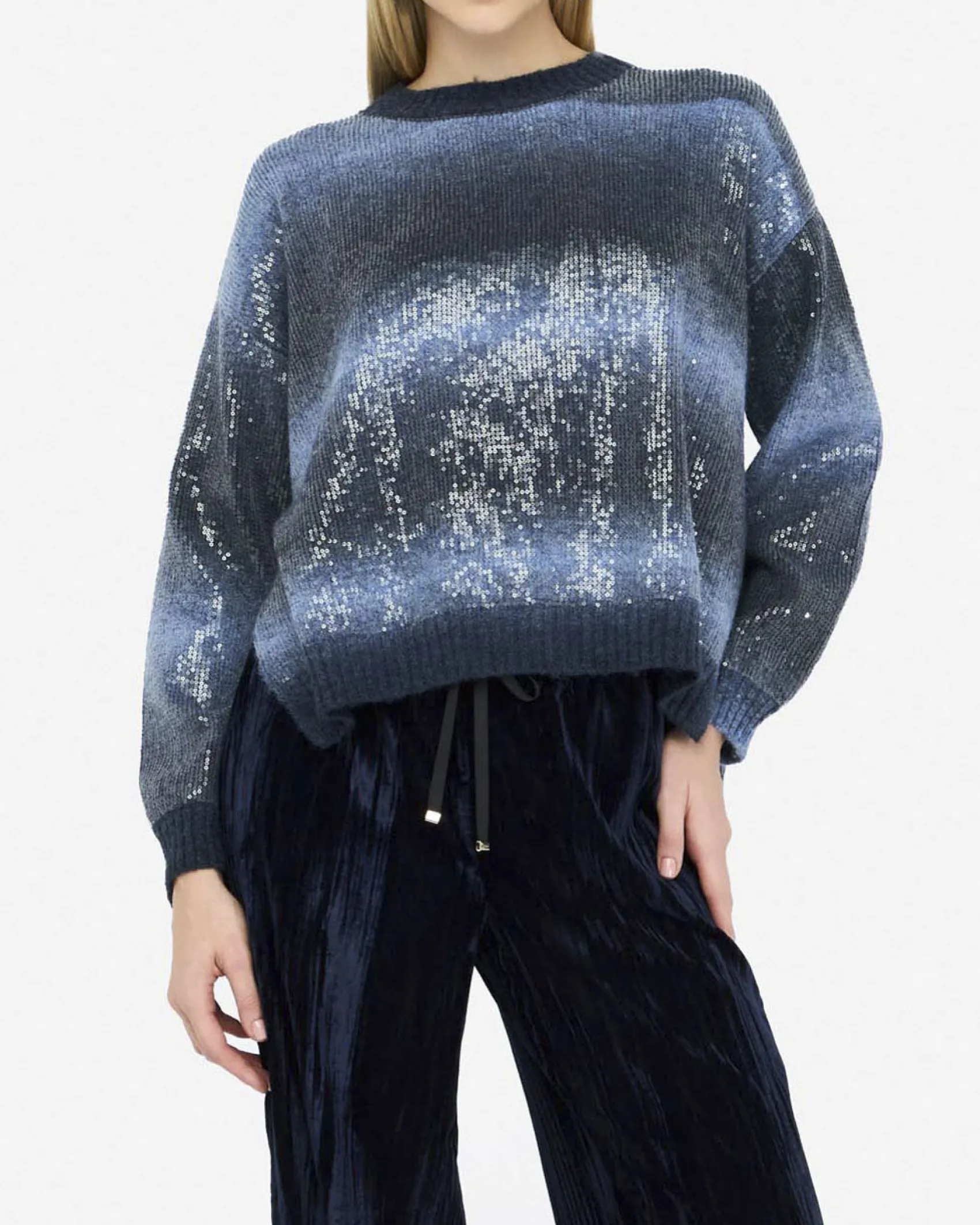 Maglia Liu Jo Jeans azzurra in maglia con dettagli in rilievo