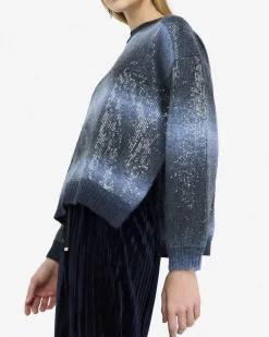 Maglia Liu Jo Jeans azzurra in maglia con dettagli in rilievo