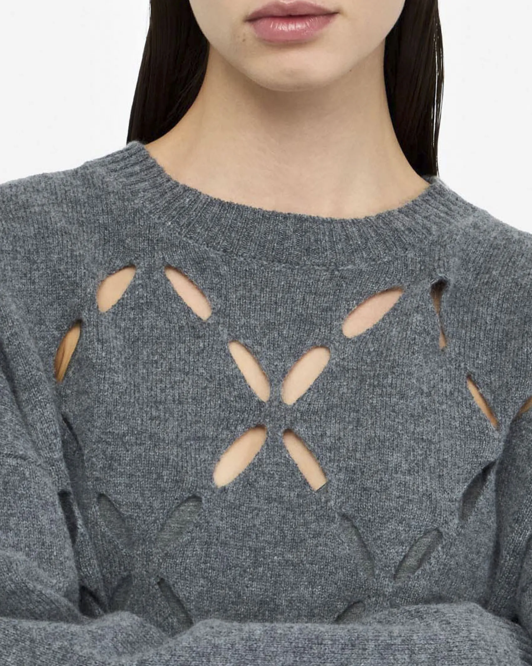 Maglia Liu Jo Jeans grigia in lana con dettagli cut-out in rilievo