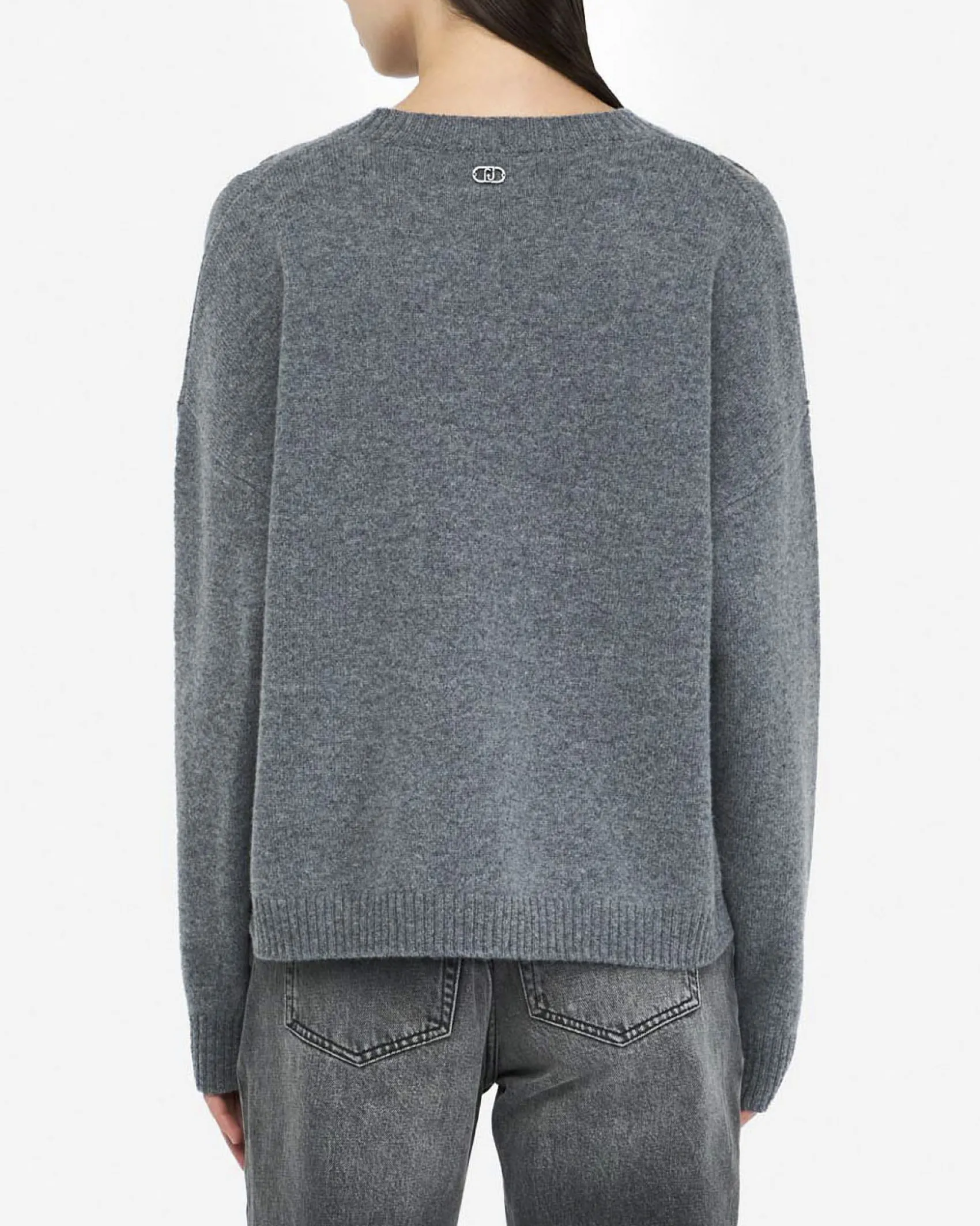 Maglia Liu Jo Jeans grigia in lana con dettagli cut-out in rilievo