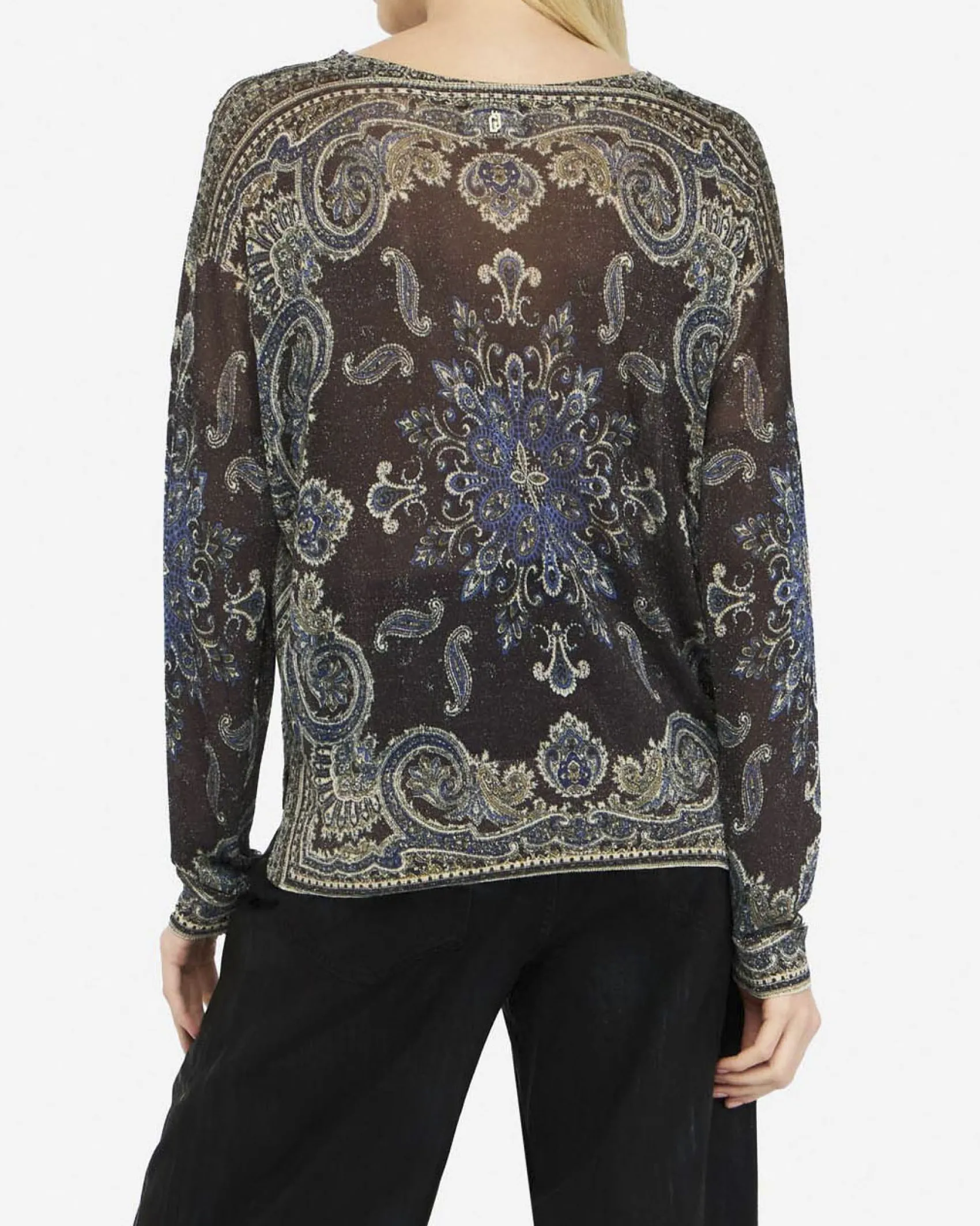 Maglia Liu Jo Jeans marrone in viscosa con stampa all-over e lurex