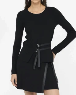 Maglia Liu Jo Jeans nera in viscosa con fibbie regolabili