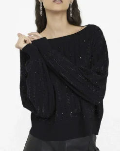 Maglia Liu Jo nera in viscosa con strass applicati
