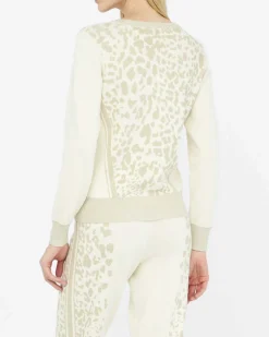 Maglia Liu Jo Sport avorio in viscosa con motivo animalier in rilievo