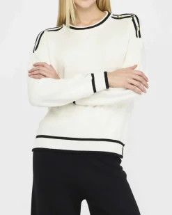 Maglia Liu Jo Sport bianca in viscosa con dettagli a righe nere