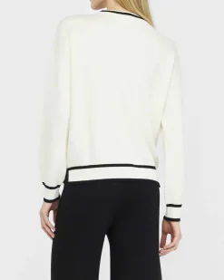 Maglia Liu Jo Sport bianca in viscosa con dettagli a righe nere