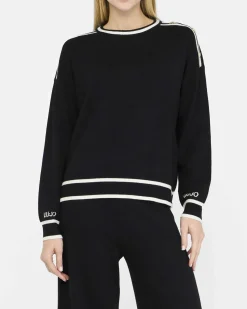 Maglia Liu Jo Sport nera in viscosa con dettagli a contrasto