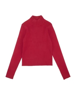 Maglia lupetto To be Too rossa a costine in misto viscosa