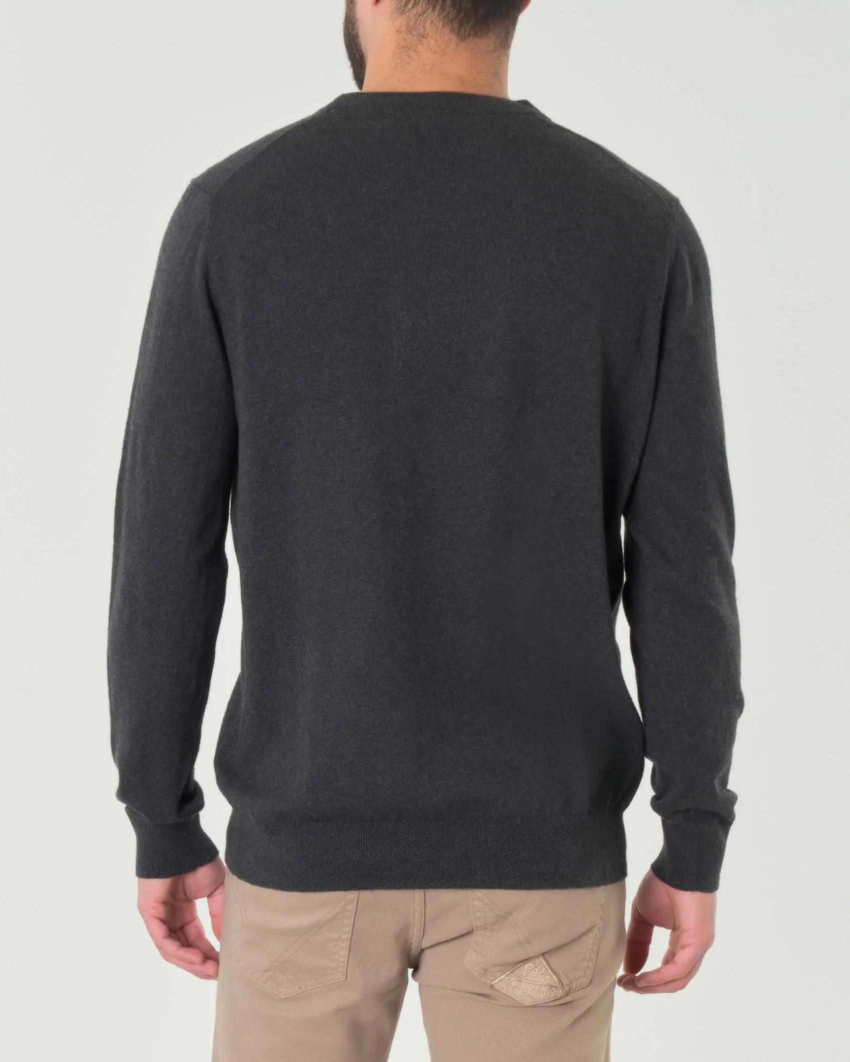 Maglia Lyle & Scott color antracite girocollo in misto cotone e lana merino