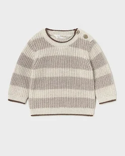 Maglia Mayoral a righe marroni e panna in cotone tricot