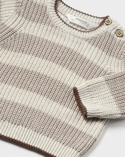 Maglia Mayoral a righe marroni e panna in cotone tricot