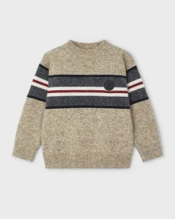 Maglia Mayoral in misto lana beige con righe grigie bianche e rosse