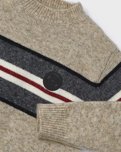 Maglia Mayoral in misto lana beige con righe grigie bianche e rosse