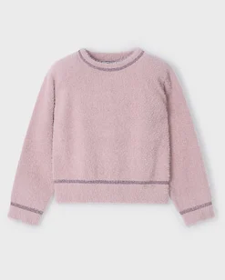Maglia Mayoral rosa punto pelliccia con dettagli lurex