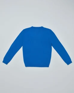 Maglia MC2 Saint Barth blu royal in misto lana e cashmere con fantasia Snoopy e scritta Padel