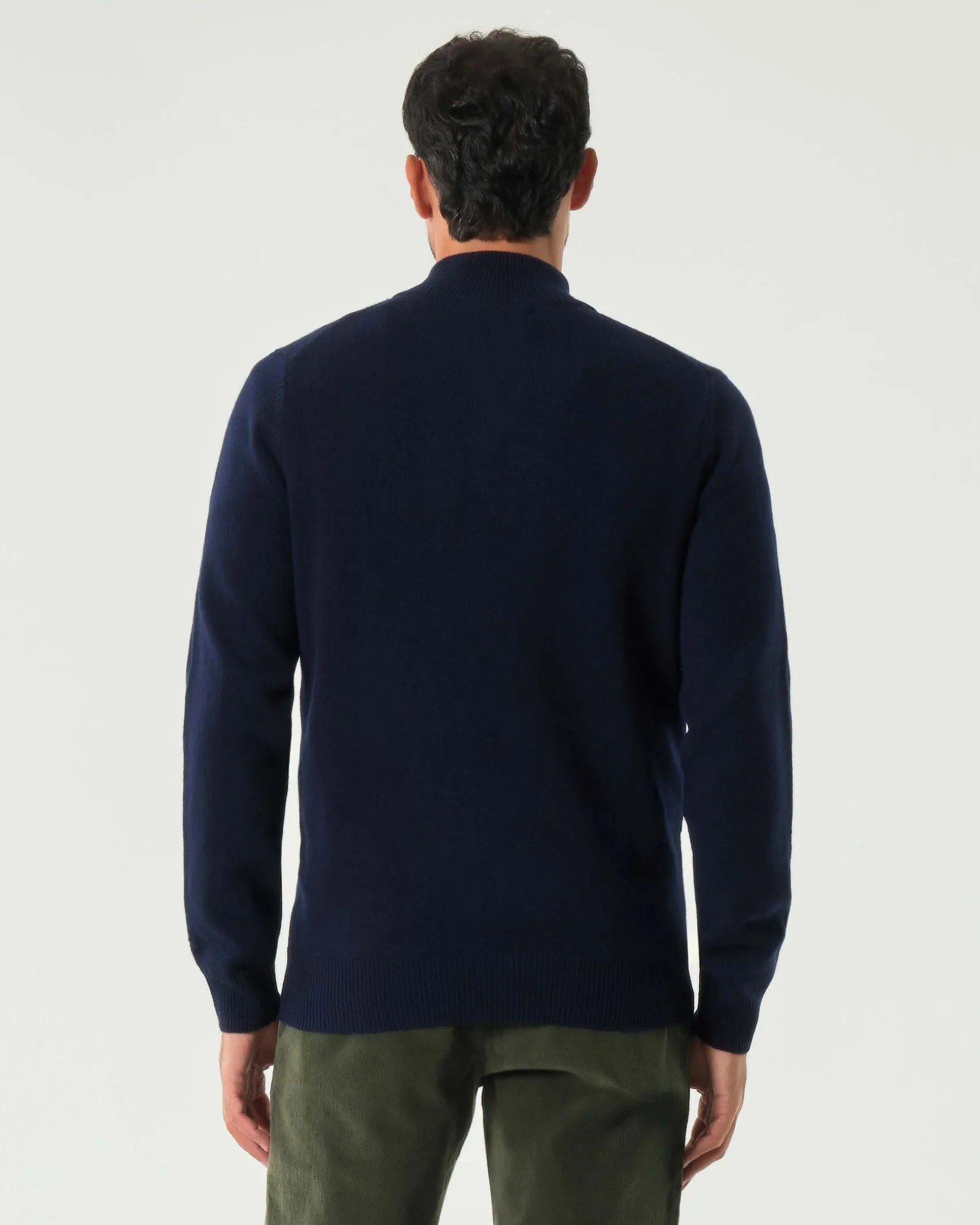 Maglia MC2 Saint Barth blu in lambswool di pura lana con apertura a mezza zip