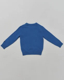 Maglia MC2 Saint Barth blu royal in misto lana e cashmere con scritta bianca 'Tutto il papà'