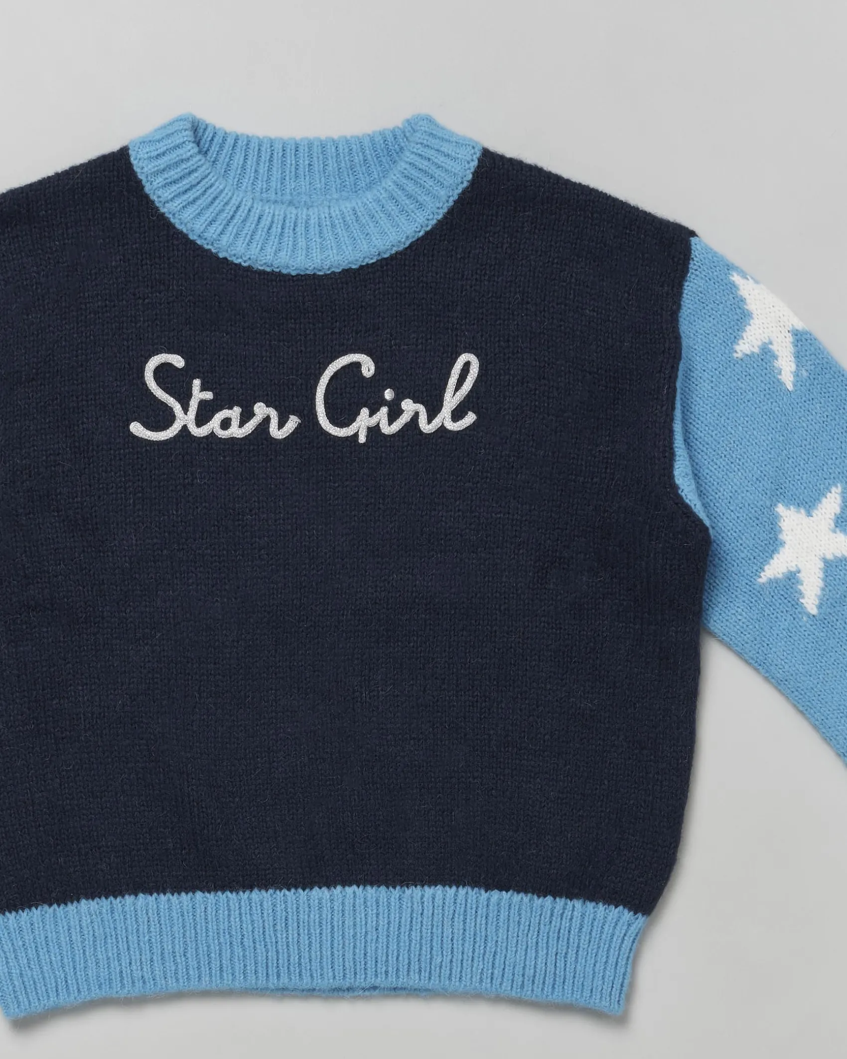 Maglia MC2 Saint Barth in misto lana di alpaca con stelle e scritta 'Star Girl'