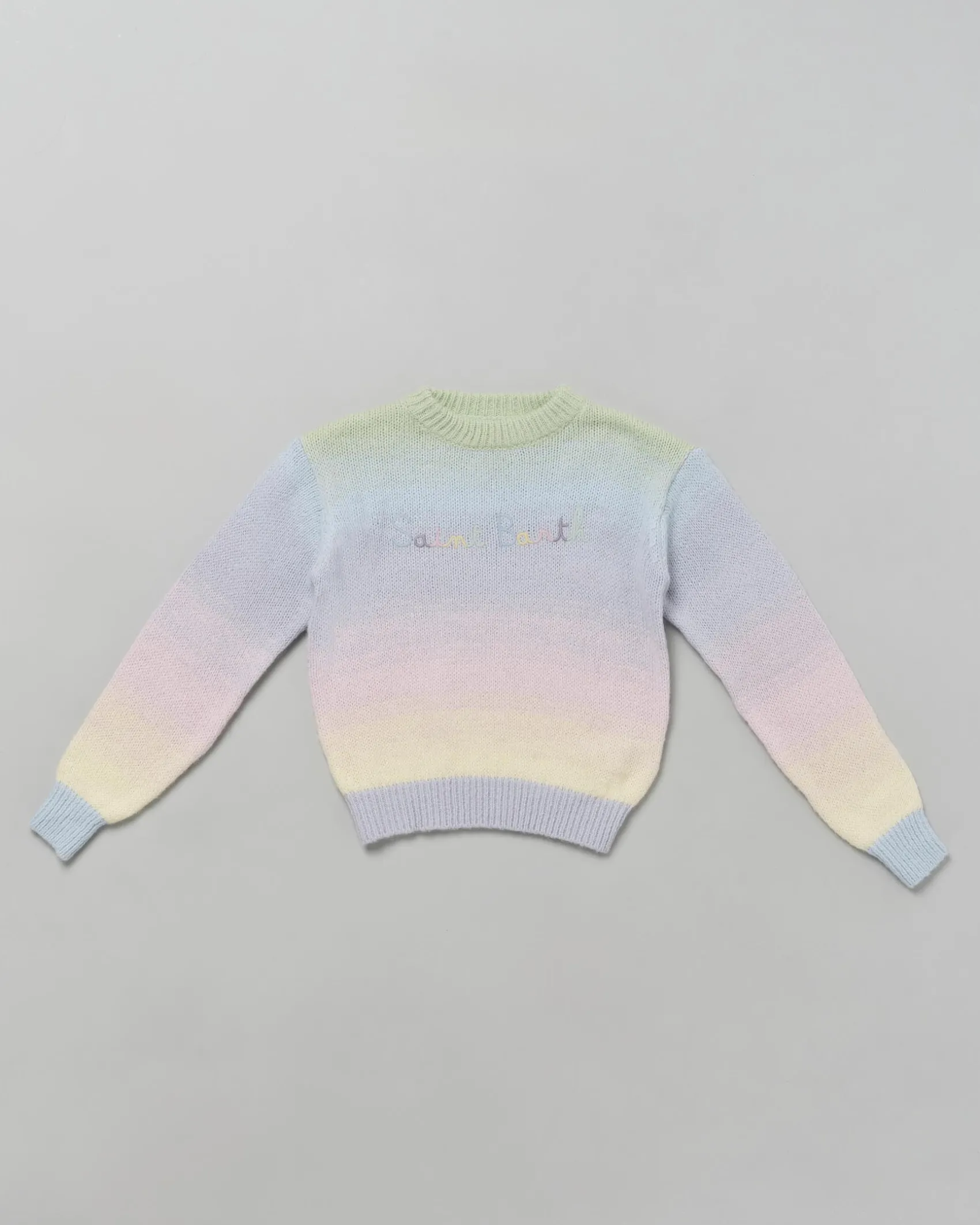 Maglia MC2 Saint Barth multicolor sfumata in misto alpaca con scritta logo