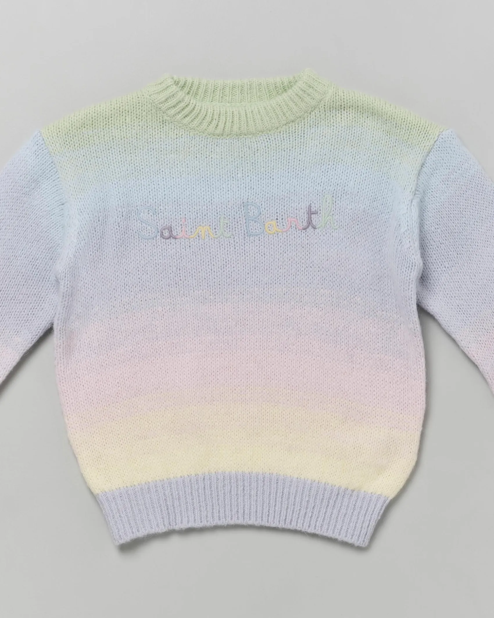Maglia MC2 Saint Barth multicolor sfumata in misto alpaca con scritta logo