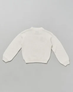 Maglia MC2 Saint Barth panna in misto alpaca con scritta rosa glitterata