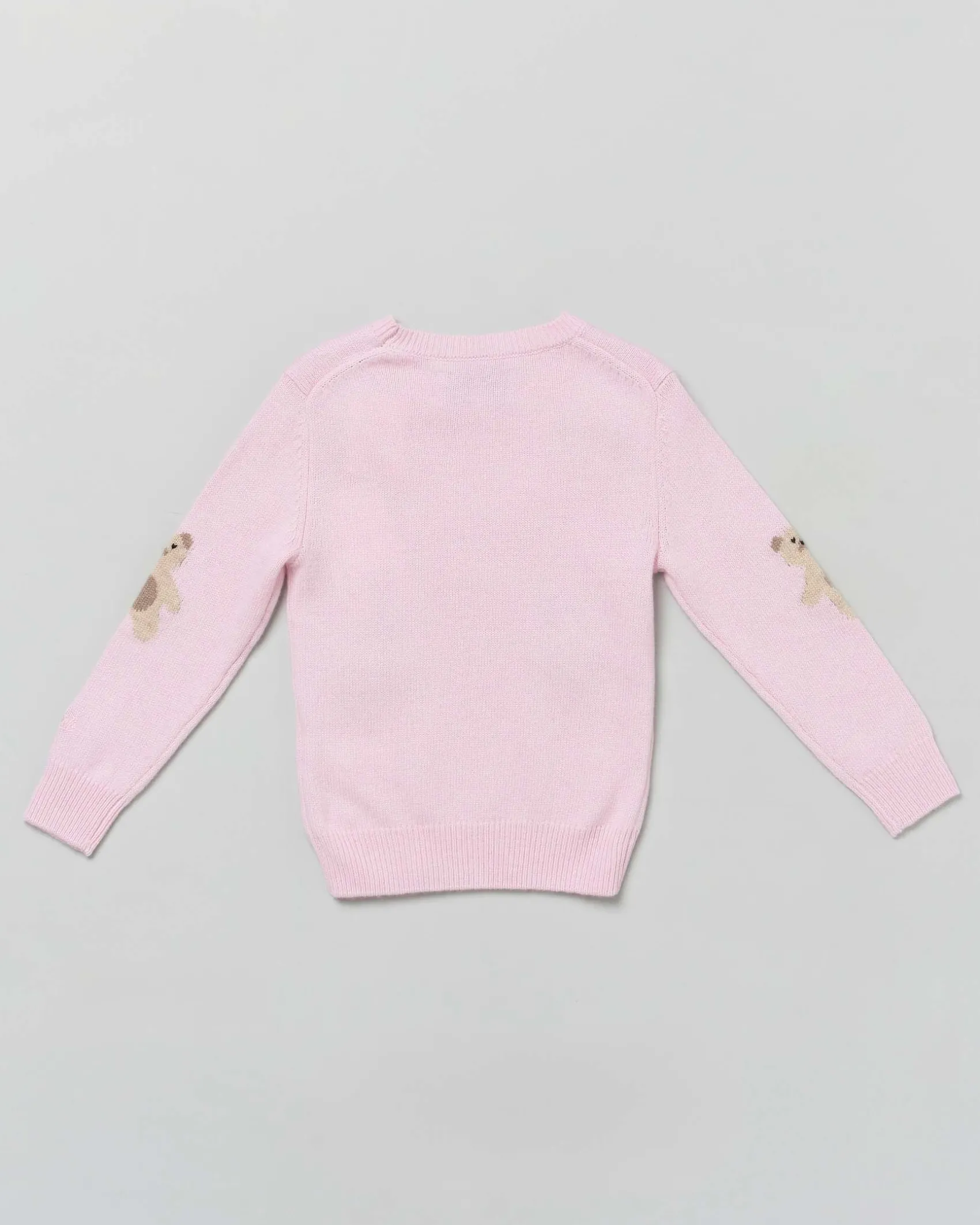 Maglia MC2 Saint Barth rosa in misto lana e cashmere con orsetti, scritta Beary Cute e fiocchi
