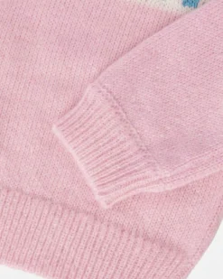 Maglia MC2 Saint Barth rosa in misto lana con scritta azzurra glitterata