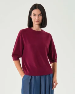 Maglia over bordeaux Hlo! a maniche corte in misto viscosa