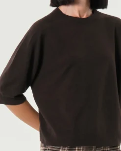 Maglia over marrone Hlo! a maniche corte in misto viscosa