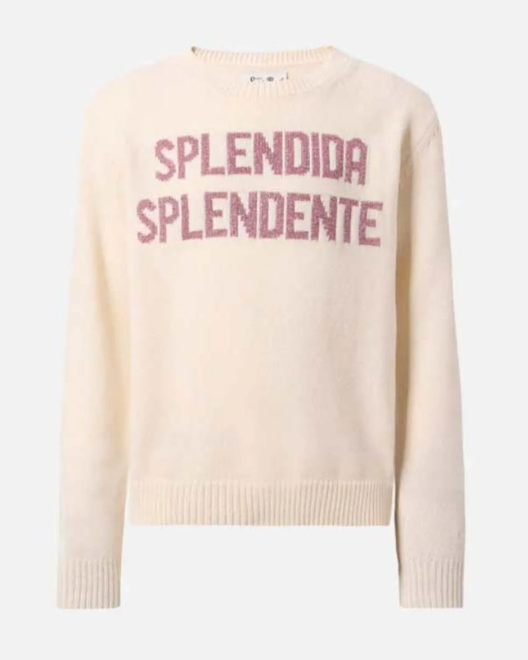 Maglia panna MC2 Saint Barth in misto lana e cashmere con scritta 'Splendida Splendente'