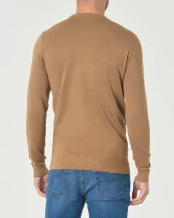Maglia Paul Baker girocollo color cammello in viscosa con pannello frontale micro armatura