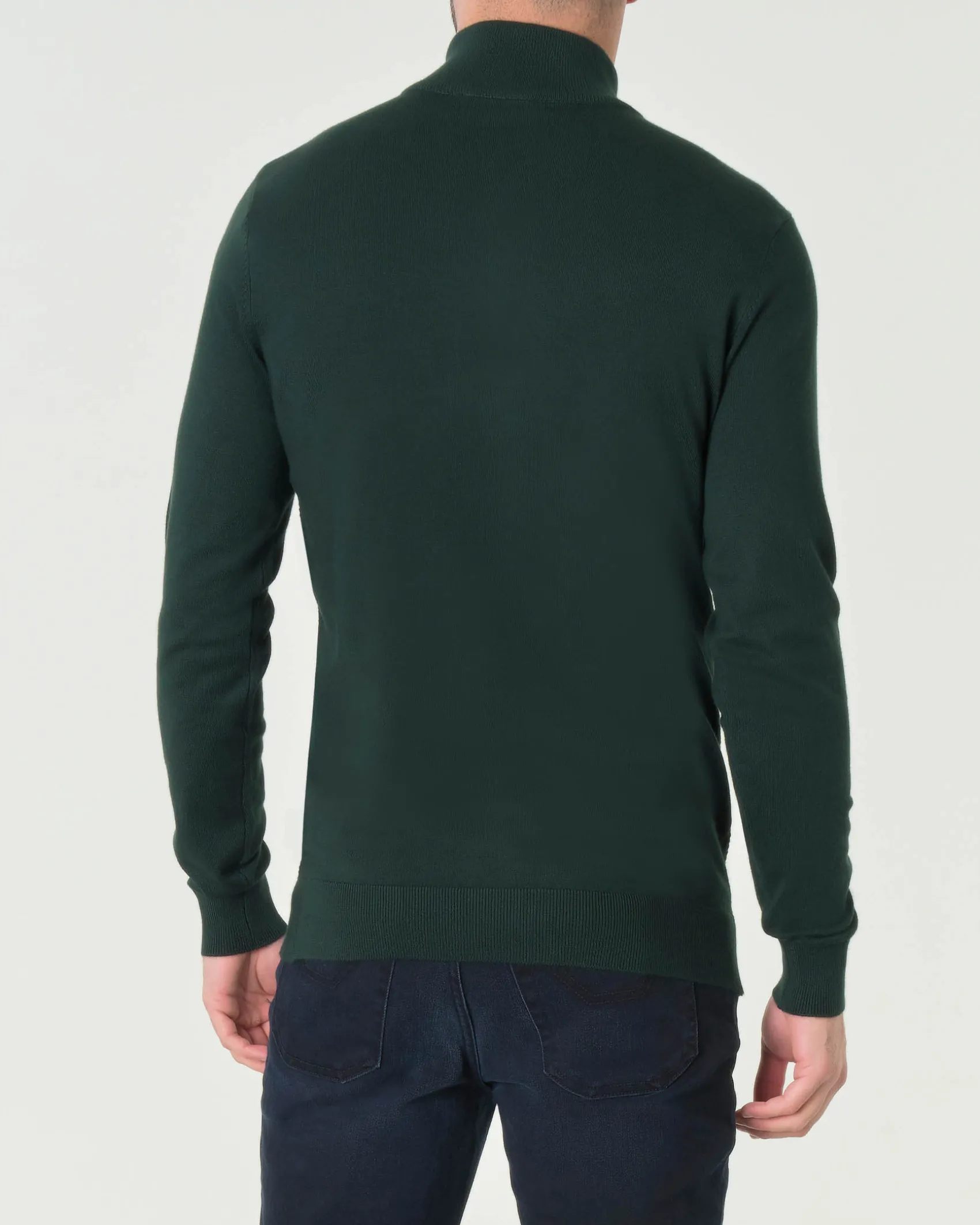 Maglia Paul Baker verde scuro in viscosa a collo alto con apertura a mezza zip e pannello frontale micro armatura