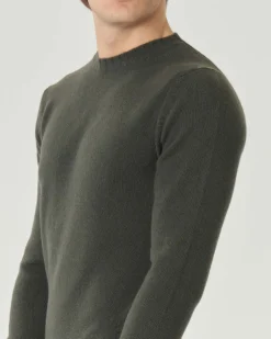 Maglia Pellizzari girocollo verde bosco in misto lana e cachemire finezza 7
