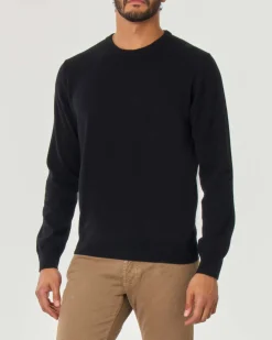 Maglia Pellizzari nera girocollo in puro cachemire