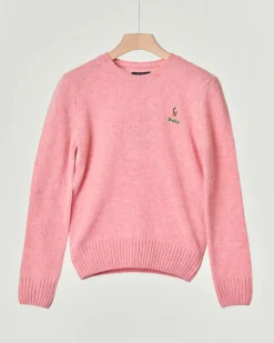 Maglia Polo Ralph Lauren rosa in misto lana e cachemire con logo pony
