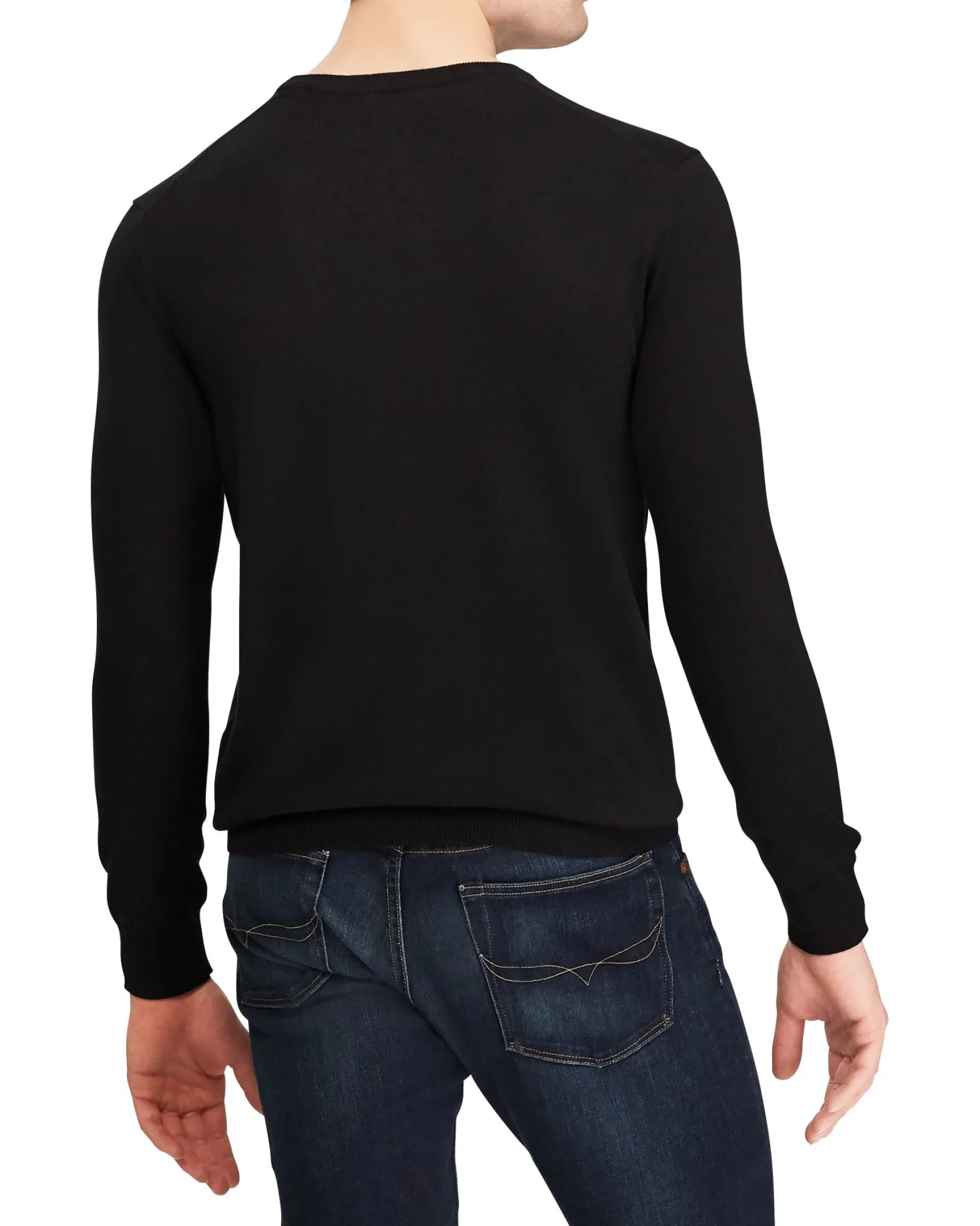 Maglia Polo Ralph Lauren nera girocollo in pima cotton