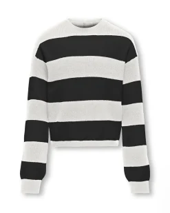 Maglia relaxed panna e nera a fantasia rigata
