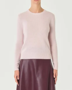 Maglia rosa girocollo in puro cashmere