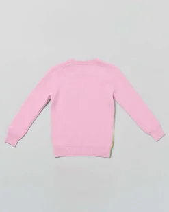 Maglia rosa MC2 Saint Barth girocollo in misto lana e cashmere con grafica cagnolino e scritta Freddo cane