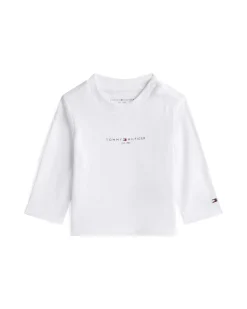 Maglia Tommy Hilfiger bianca in cotone stretch a maniche lunghe