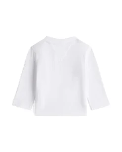 Maglia Tommy Hilfiger bianca in cotone stretch a maniche lunghe