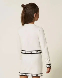 Maglia Twinset color avoio con bottoni monogram color oro